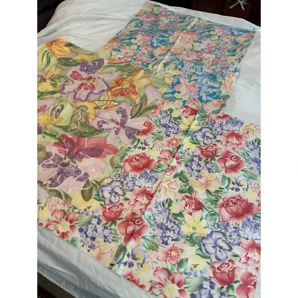 Lot of 3‎ Vintage Flowers abstract 90s look style Fabric 25
